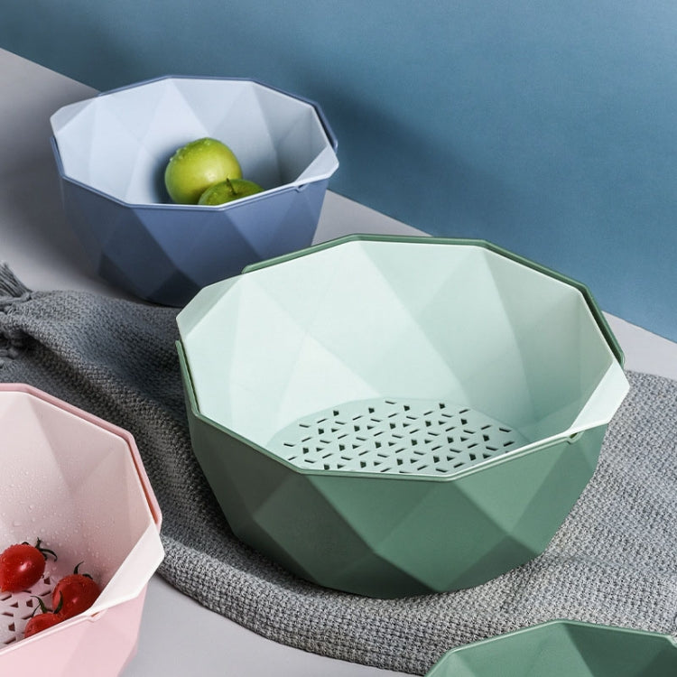 Double-layer Hollow Drain Basket Household Plastic Multi-function Washing Vegetables and Fruit Dishes, Small, Large