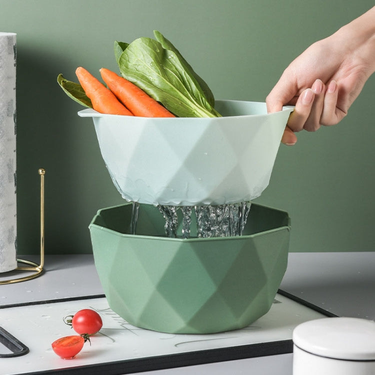 Double-layer Hollow Drain Basket Household Plastic Multi-function Washing Vegetables and Fruit Dishes, Small, Large