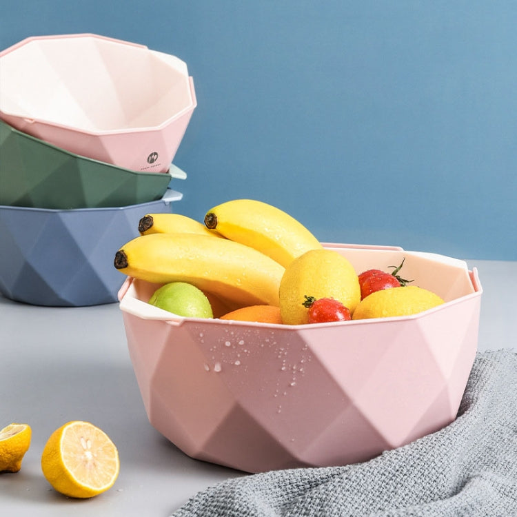 Double-layer Hollow Drain Basket Household Plastic Multi-function Washing Vegetables and Fruit Dishes, Small, Large