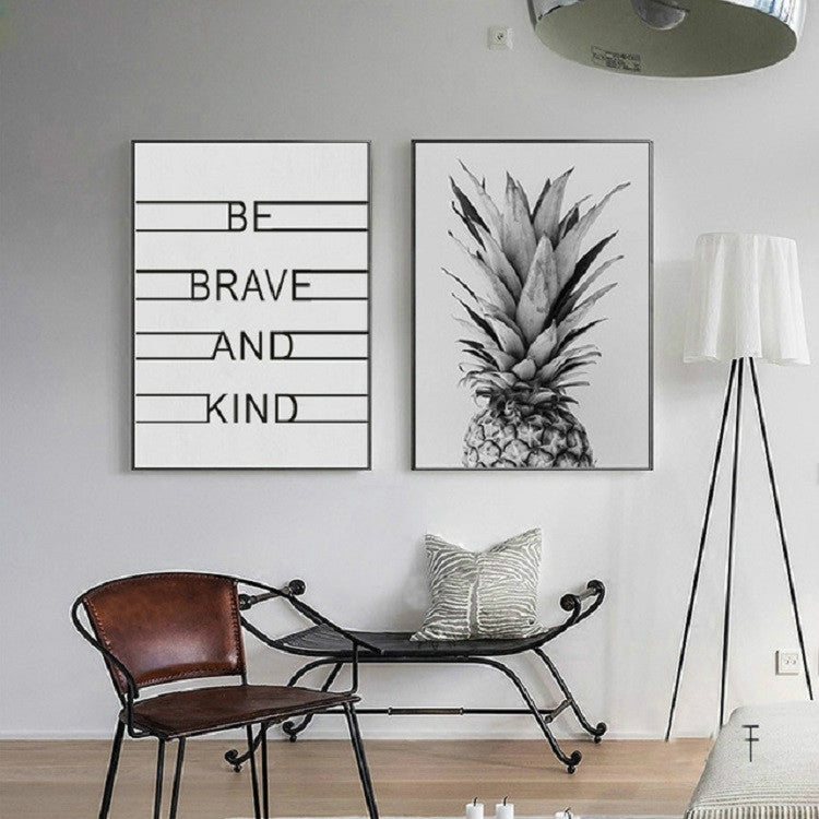 2pcs Modern Minimalist Pineapple Letter Frameless Decorative Painting Living Room Core, 15x20cm, 20x25cm