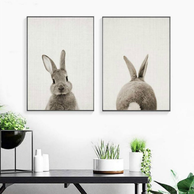 Rabbit Before and After the Computer Printing Decorative Painting Frameless Core, 30x40cm