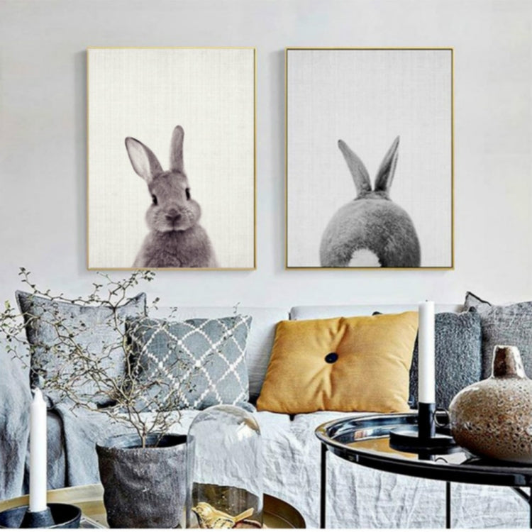 Rabbit Before and After the Computer Printing Decorative Painting Frameless Core, 30x40cm