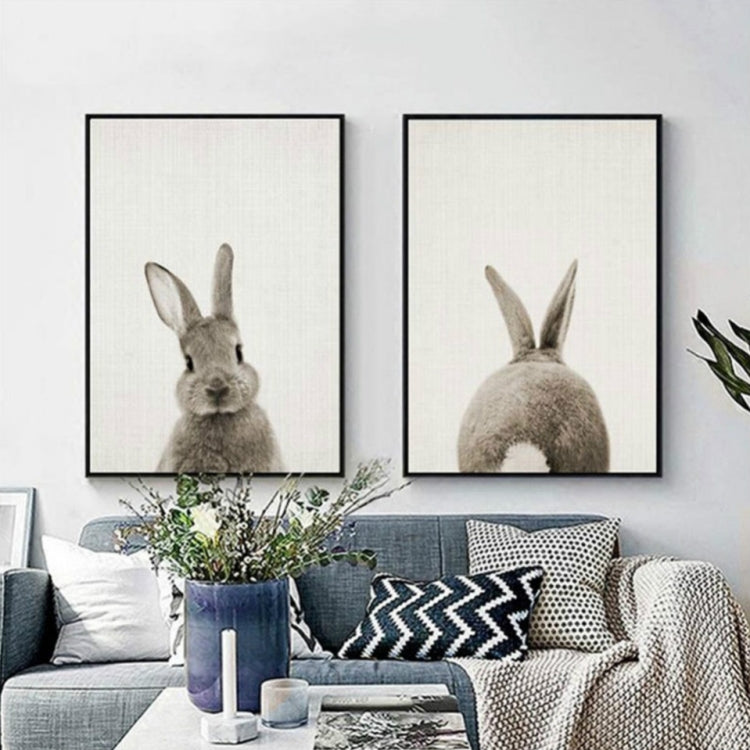 Rabbit Before and After the Computer Printing Decorative Painting Frameless Core, 30x40cm