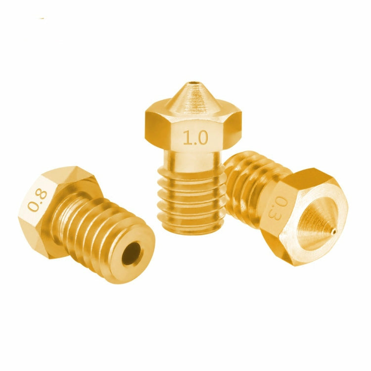 8 PCS Bugatti 3D Printer Accessories E3D-V5 V6 Nozzle M6 Thread Consumables Hot Nozzle, 1.75/0.3mm, 1.75/0.35mm, 1.75/0.4mm, 1.75/0.5mm, 1.75/0.6mm, 3/0.2mm, 3/0.3mm, 3/0.4mm, 3/0.8mm, 3/1.0mm, 3/0.25mm
