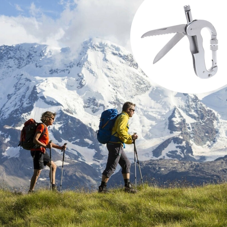 Multifunctional Folding Security Self Defense Folding Saw Carabiner Hanging Buckle Wild Survival Equipment, D Type + LED