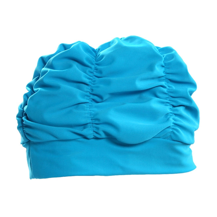 Women Earmuffs Pleated Cloth Swimming Cap, Women Swimming Cap (Lake Blue), Women Swimming Cap (Purple), Women Swimming Cap (Rose)