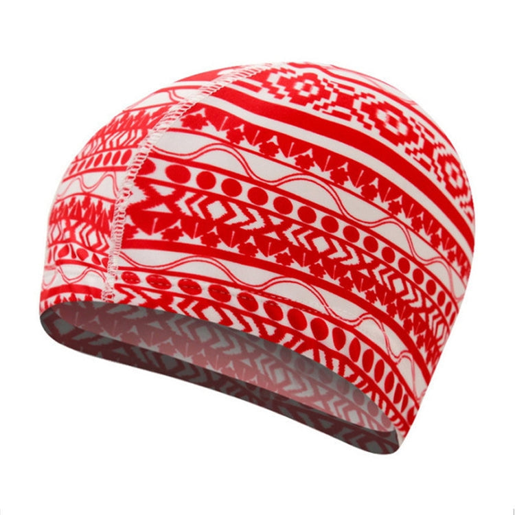Comfortable Cloth Swimming Cap for Men and Women, Cloth Swimming Cap(Red Strip-12)