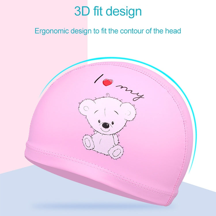 Children Waterproof Hair Care PU Coated Cute Frog Pattern Swimming Cap, Frog (Blue), Frog (Pink), Frog (Orange), Frog (Lack Blue)