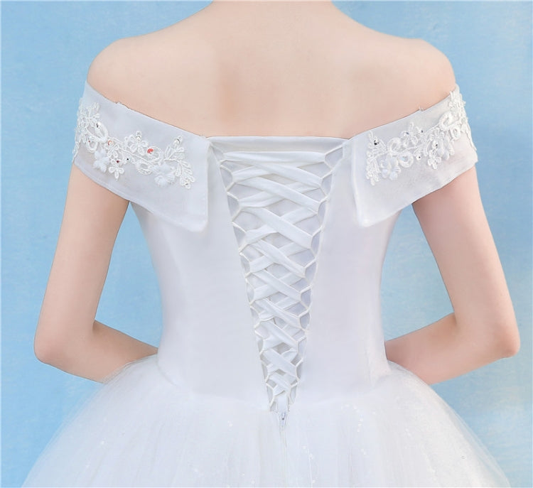 Retro Elegant Off Shoulder LaceThin Court Neat Princess Wedding Dress, S, M, L, XL, XXL, XXXL