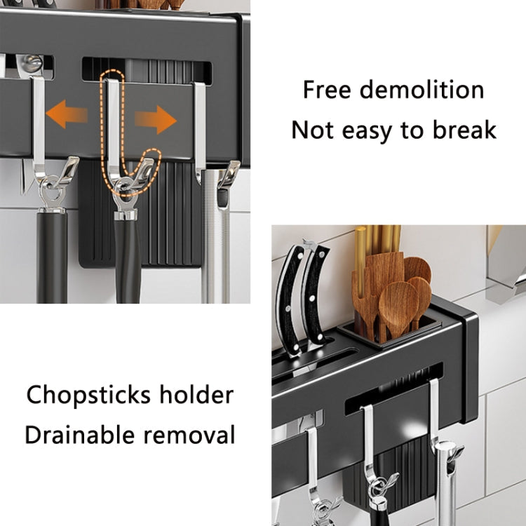Kitchen Wall-mounted Rack Free Punching Chopsticks Holder, Brushed 30cm, Brushed 40cm, Brushed 50cm, Brushed 60cm, Black 30cm, Black 40cm, Black 50cm, Black 60cm