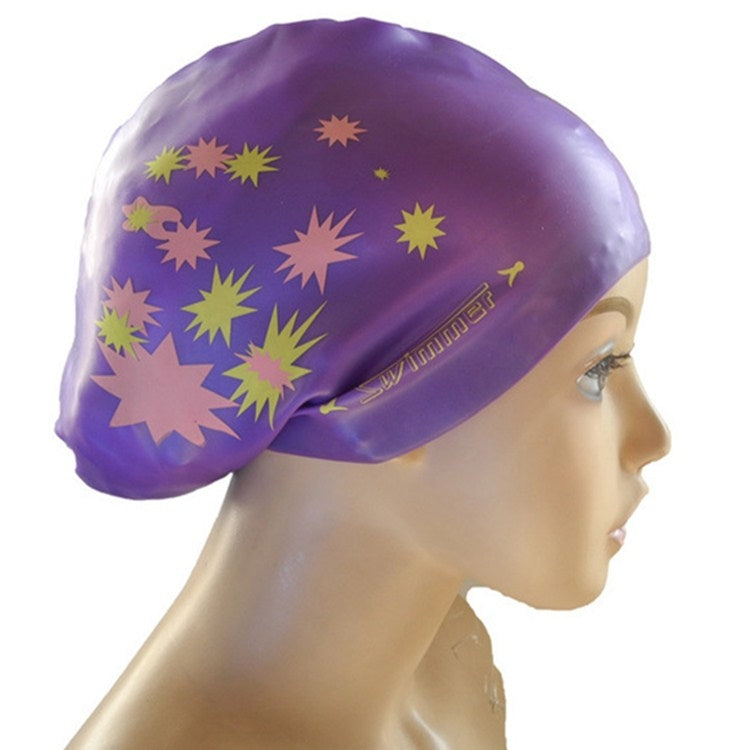 Printed Silicone Swimming Cap Waterproof Swimming Cap for Long Hair, Long Hair Swimming Cap, Long Hair Printed Swimming Cap(Purple), Long Hair Printed Swimming Cap(Gray), Long Hair Printed Swimming Cap(Navy Blue), Long Hair Printed Swimming Cap(Sky Blue)