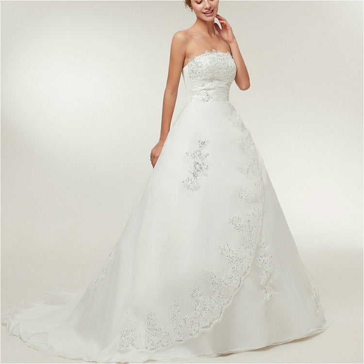 Vintage Lace Slim Slimming Tube Top Long Trailing Wedding Dress, M, L, XL