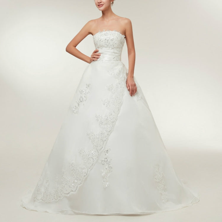 Vintage Lace Slim Slimming Tube Top Long Trailing Wedding Dress, M, L, XL