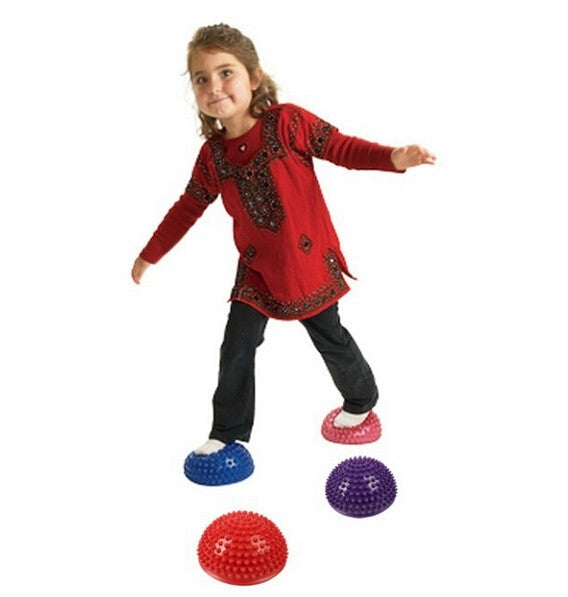 Hemisphere Balance Stepping Stones Durian Spiky Massage Ball Sensory Integration Indoor Outdoor Games Toys for Kids Children, Yellow, Purple, Rose Red, Red, Blue, Green