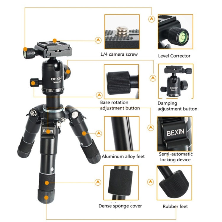 BEXIN Mate 10 Mobile Phone Camera Desktop Aluminum Alloy Tripod Mount Live Broadcast Selfie Stick Tripod, BEXIN Mate 10