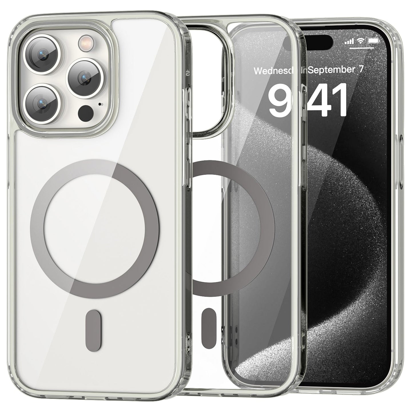 iPhone 15 Pro Max Crystal Clear Magnetic Slim-Fit Protective Case with MagSafe for Wireless Charging