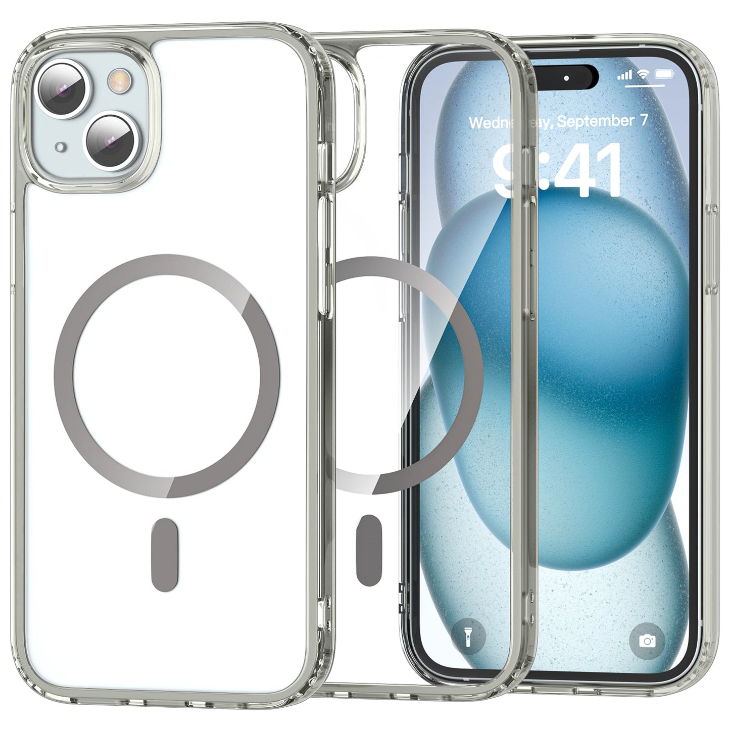 iPhone 15 Crystal Clear Magnetic Slim-Fit Protective Case with MagSafe for Wireless Charging