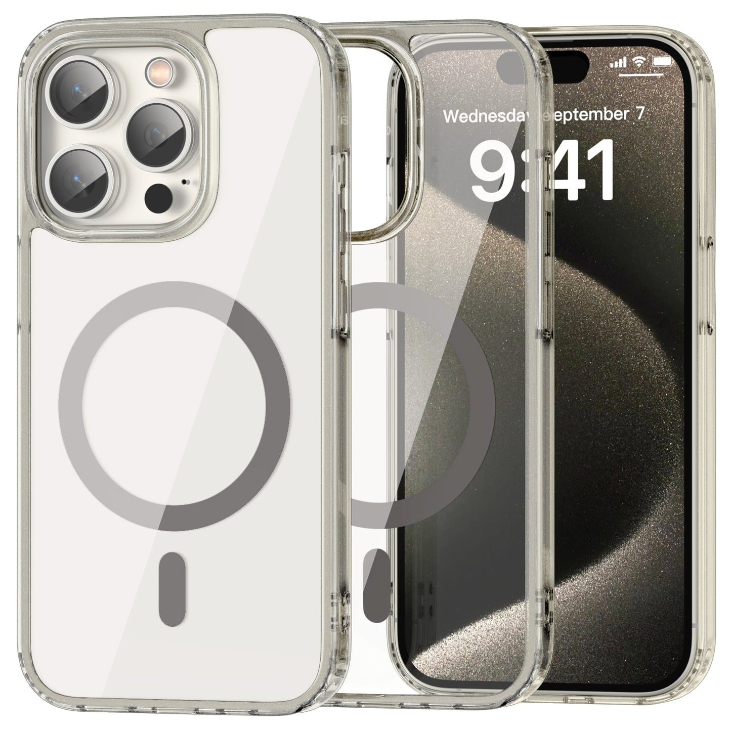 iPhone 15 Pro Crystal Clear Magnetic Slim-Fit Protective Case with MagSafe for Wireless Charging