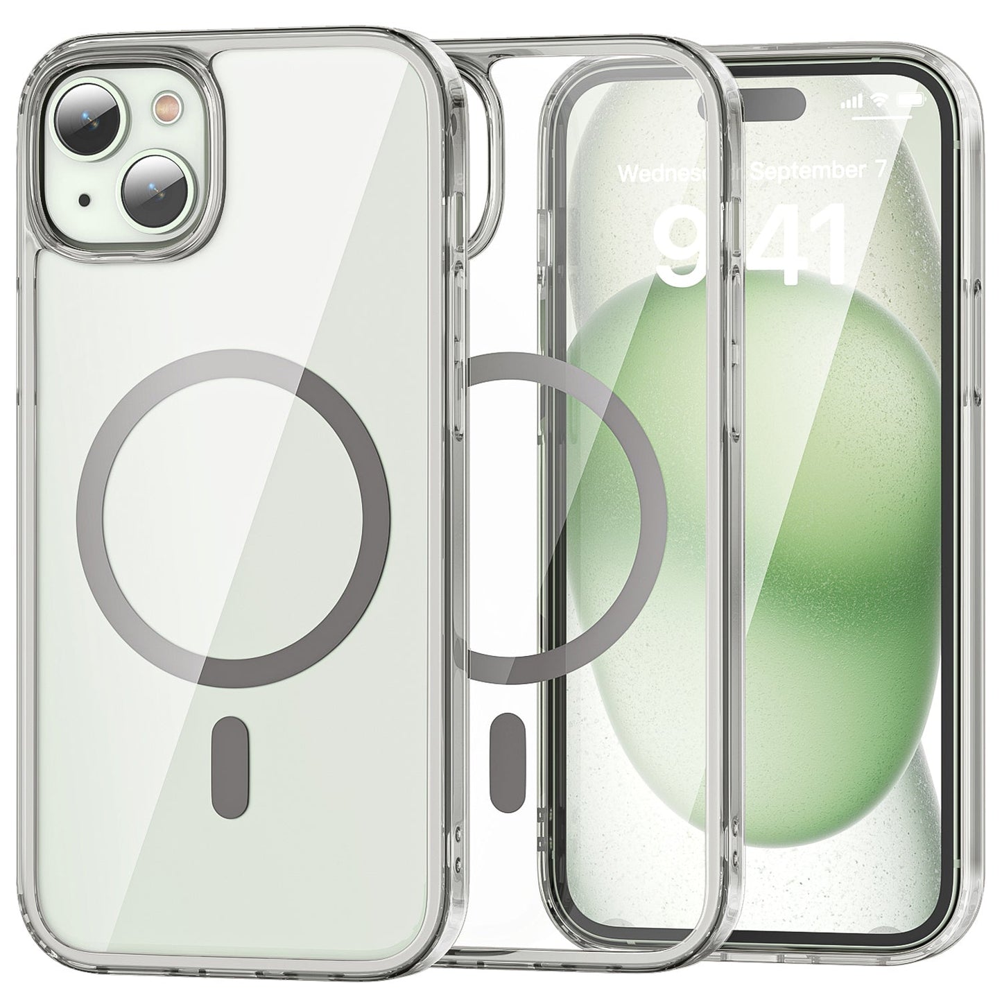 iPhone 15 Plus Crystal Clear Magnetic Slim-Fit Protective Case with MagSafe for Wireless Charging