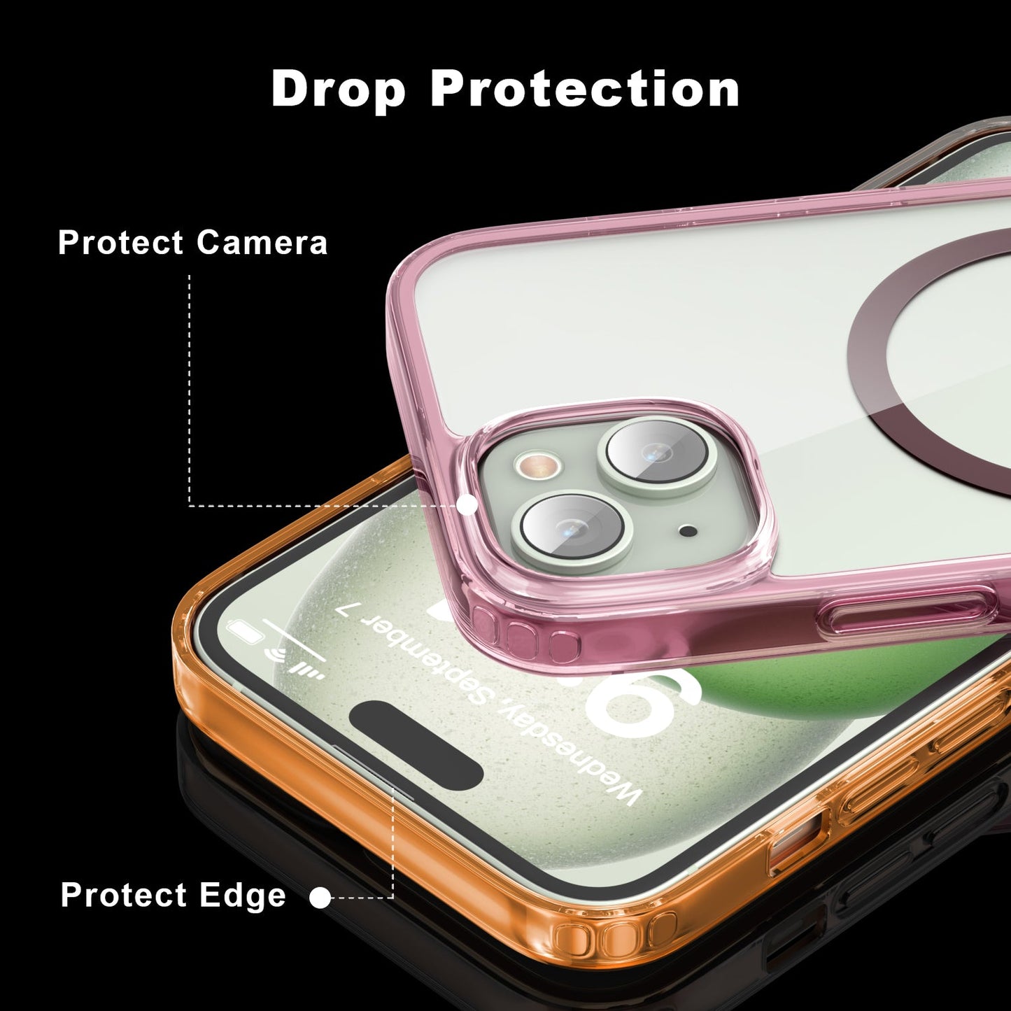 iPhone 15 Plus Crystal Clear Magnetic Slim-Fit Protective Case with MagSafe for Wireless Charging