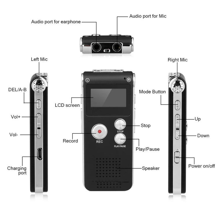 SK012 32GB Smart Noise Reduction HD Voice Recording Pen, Black 32GB