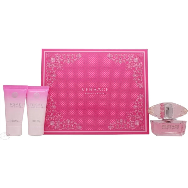 Versace Bright Crystal Gift Set 50ml EDT + 50ml Perfumed Body Lotion + 50ml Perfumed Bath & Shower Gel
