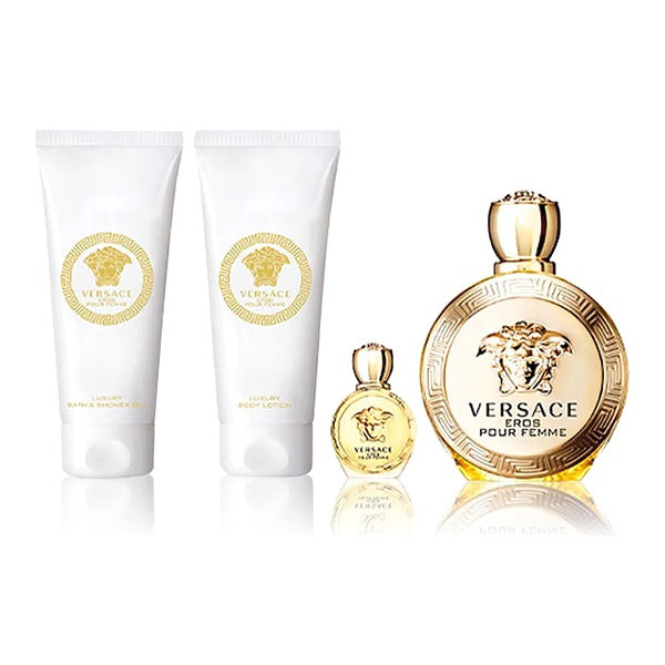Versace Eros pour Femme Gift Set 100ml EDP + 5ml EDP + 100ml Body Lotion + 100ml Shower Gel