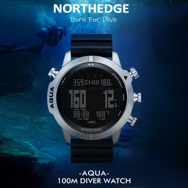 NORTH EDGE AQUA 100m Waterproof Scuba Diver Smart Watch, Support Luminous Display & Compass Mode, AQUA
