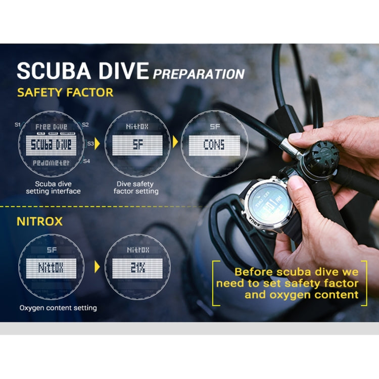 NORTH EDGE AQUA 100m Waterproof Scuba Diver Smart Watch, Support Luminous Display & Compass Mode, AQUA