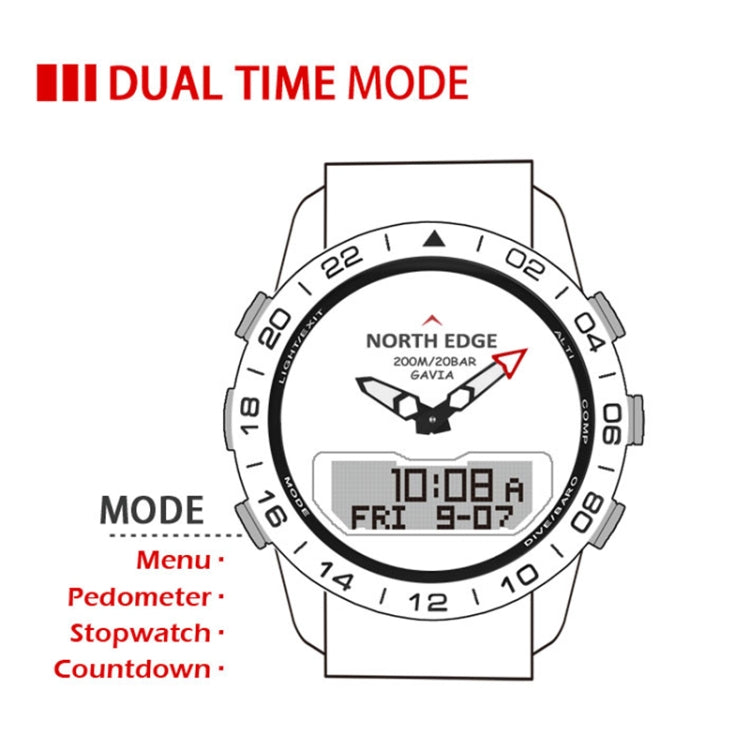 North Edge GAVIA Men Outdoor Sport 50m Waterproof Smart Digital Watch Diving Watch, Support Barometer & Pedometer, GAVIA