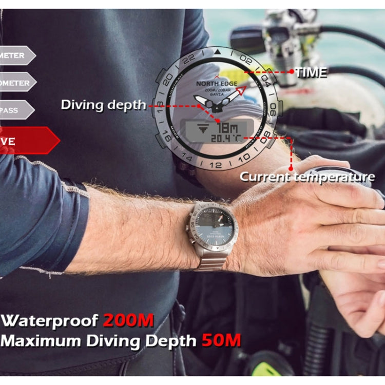 North Edge GAVIA Men Outdoor Sport 50m Waterproof Smart Digital Watch Diving Watch, Support Barometer & Pedometer, GAVIA