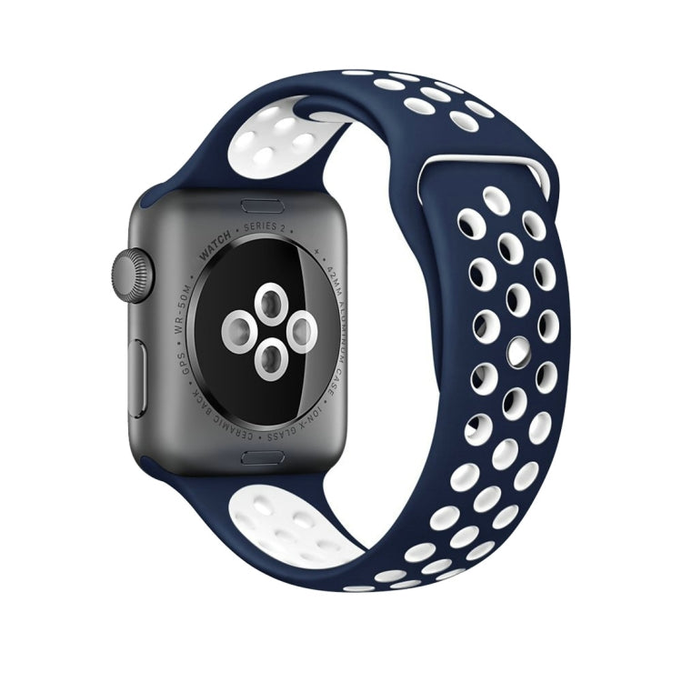For Apple Watch Series 10 42mm / 9&8&7 41mm / SE 3&SE 2&6&SE&5&4 40mm / 3&2&1 38mm Fashionable Classical Silicone Sport Watch Band(Grey White), WA1230A, WA1230B, WA1230BG, WA1230BH, WA1230BL, WA1230BM, WA1230BR, WA1230BY, WA1230C, WA1230D, WA1230DW    ...