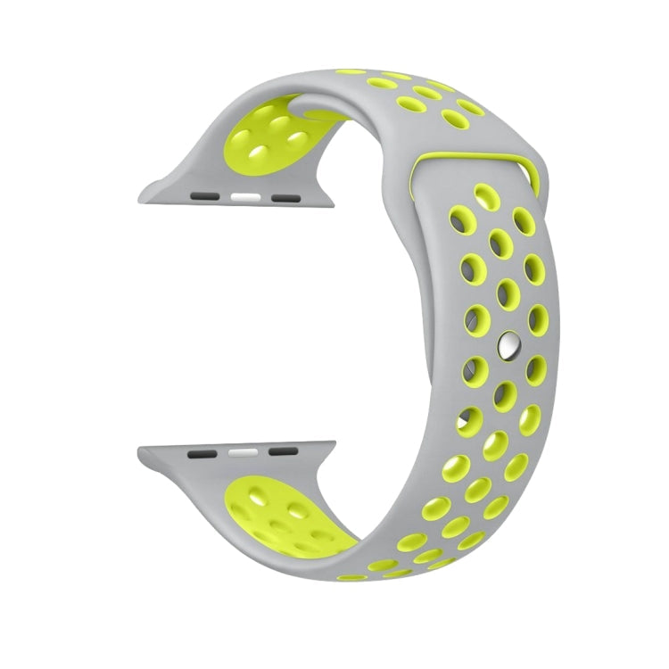 For Apple Watch Series 10 42mm / 9&8&7 41mm / SE 3&SE 2&6&SE&5&4 40mm / 3&2&1 38mm Fashionable Classical Silicone Sport Watch Band(Grey White), WA1230A, WA1230B, WA1230BG, WA1230BH, WA1230BL, WA1230BM, WA1230BR, WA1230BY, WA1230C, WA1230D, WA1230DW    ...