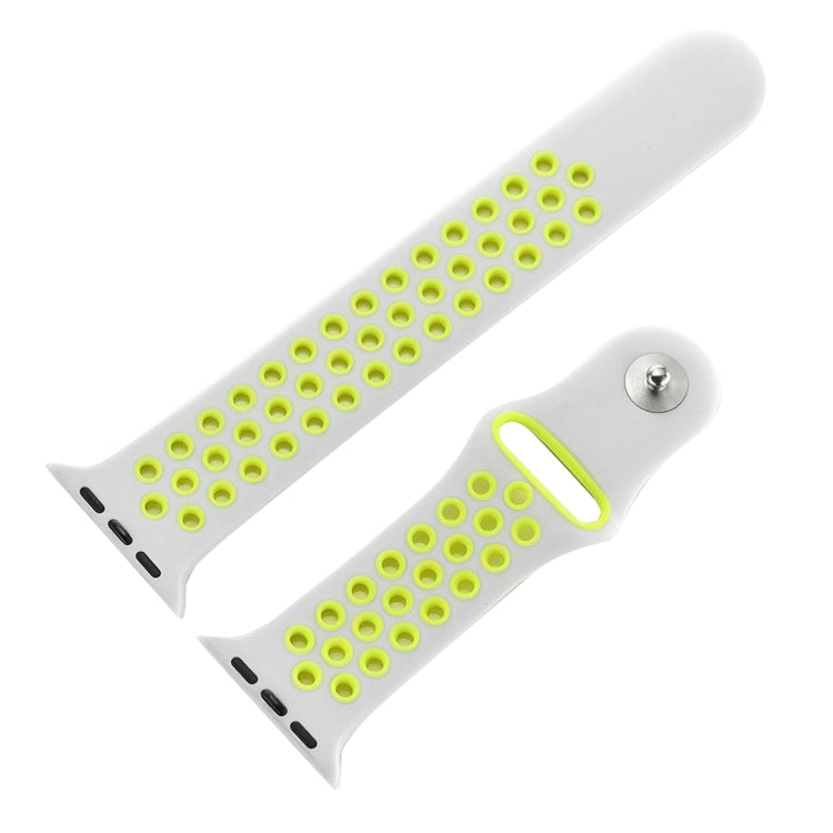 For Apple Watch Series 10 42mm / 9&8&7 41mm / SE 3&SE 2&6&SE&5&4 40mm / 3&2&1 38mm Fashionable Classical Silicone Sport Watch Band(Grey White), WA1230A, WA1230B, WA1230BG, WA1230BH, WA1230BL, WA1230BM, WA1230BR, WA1230BY, WA1230C, WA1230D, WA1230DW    ...