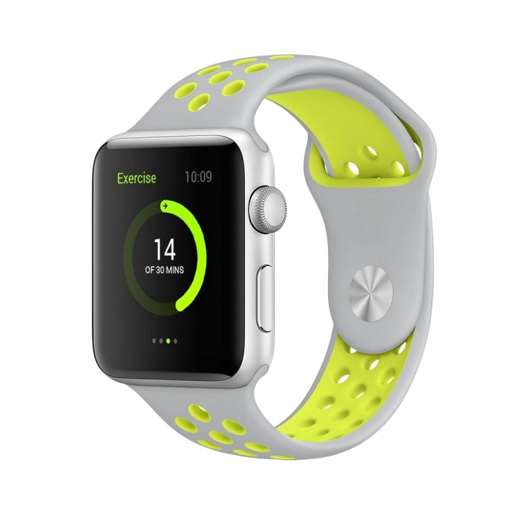 For Apple Watch Series 10 42mm / 9&8&7 41mm / SE 3&SE 2&6&SE&5&4 40mm / 3&2&1 38mm Fashionable Classical Silicone Sport Watch Band(Grey White), WA1230A, WA1230B, WA1230BG, WA1230BH, WA1230BL, WA1230BM, WA1230BR, WA1230BY, WA1230C, WA1230D, WA1230DW    ...