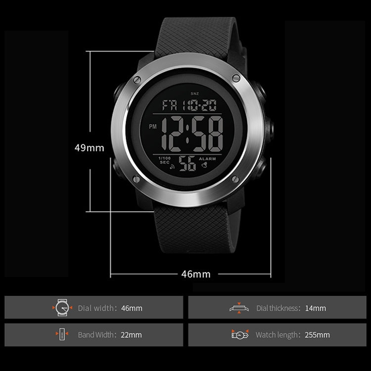 SKMEI 1426 Multifunctional Outdoor Fashion Noctilucent Waterproof Black Machine Rubber Ring Digital Watch, Black Machine Rubber Ring, 1426 Black Machine Rubber Ring