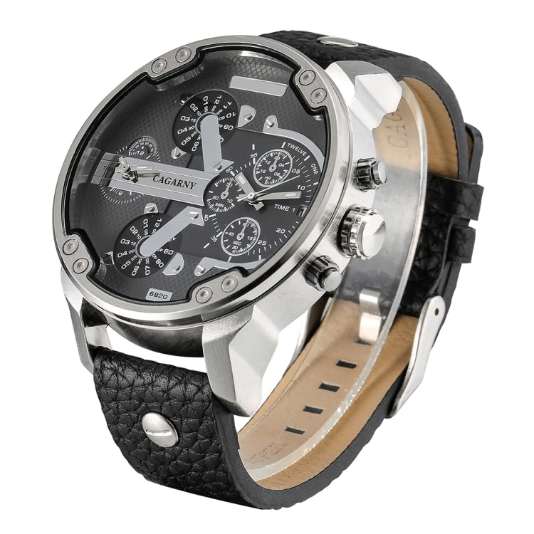 CAGARNY 6820 Fashionable Multifunctional Style Quartz Business Sport Wrist Watch with Leather Band & GMT Time & Calendar & Luminous Display for Men(Brown Band White Window), Brown Band White Window, Black Band White Window, Brown Band Blue Window      ...