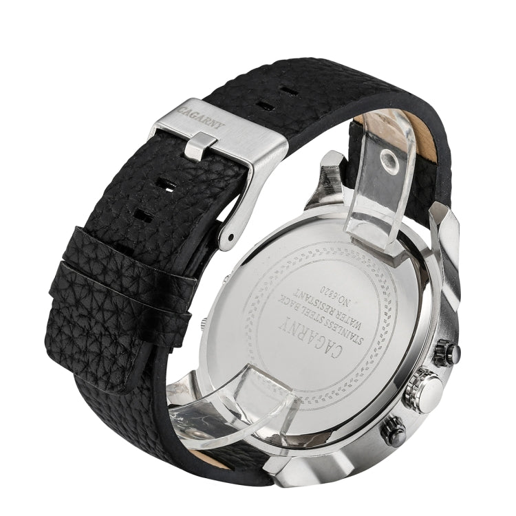 CAGARNY 6820 Fashionable Multifunctional Style Quartz Business Sport Wrist Watch with Leather Band & GMT Time & Calendar & Luminous Display for Men(Brown Band White Window), Brown Band White Window, Black Band White Window, Brown Band Blue Window      ...