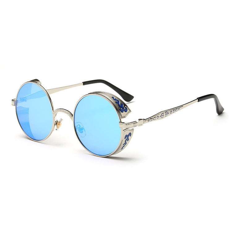 Retro Carved Round Sunglasses, Sunglasses#Tyrant gold box gold, Sunglasses#Gold frame gray sheet, Sunglasses#Gold frame red film, Sunglasses#silver frame ice blue, Sunglasses#silver frame gray sheet, Sunglasses#silver frame white mercury               ...