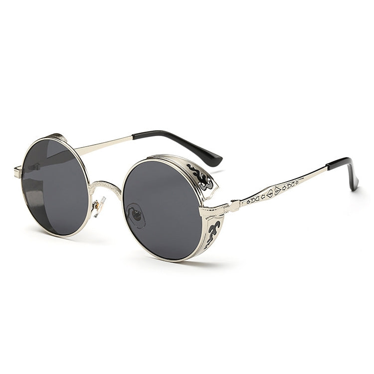 Retro Carved Round Sunglasses, Sunglasses#Tyrant gold box gold, Sunglasses#Gold frame gray sheet, Sunglasses#Gold frame red film, Sunglasses#silver frame ice blue, Sunglasses#silver frame gray sheet, Sunglasses#silver frame white mercury               ...