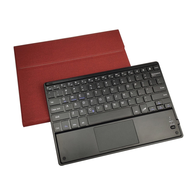 RK102C Detachable Magnetic Plastic Bluetooth Keyboard with Touchpad + Silk Pattern TPU Tablet Case for iPad 10.2, with Pen Slot & Bracket, RK102C
