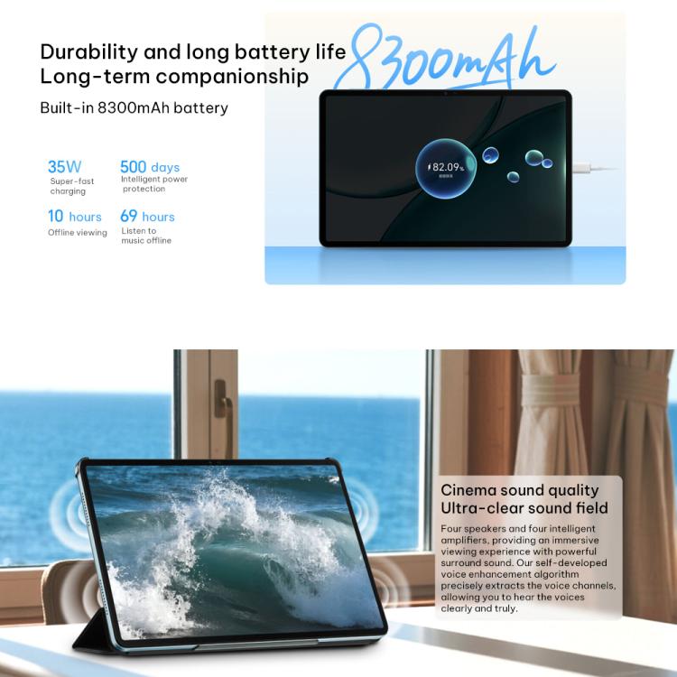Honor Pad X10 Pro WiFi Tablet PC, 11.5 inch 8GB+128GB MagicOS 9.0 Qualcomm Snapdragon 685 Octa Core, 8GB+128GB