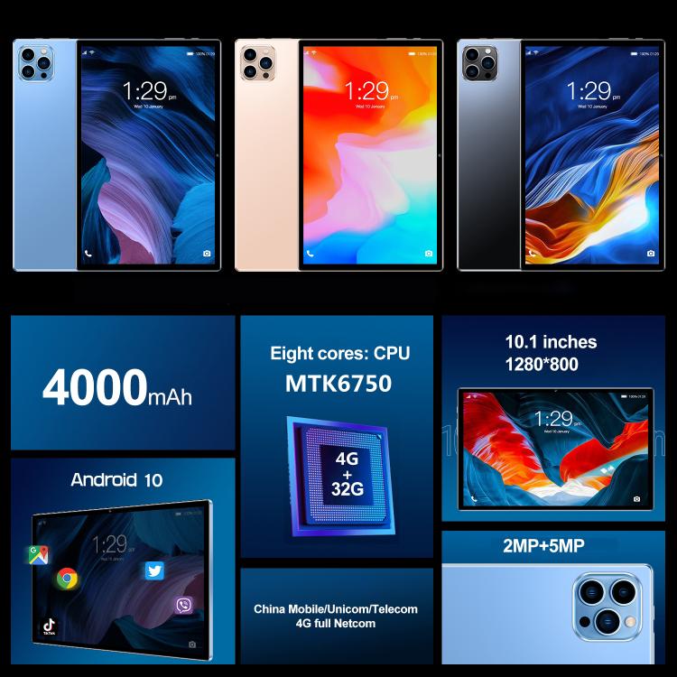 Android 10.0 MTK6750 Octa Core 1.8GHz, Dual SIM, Support GPS, OTG, WiFi, BT, MTK6750 4GB+64GB, 4GB+64GB