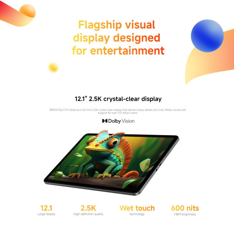 REDMI Pad 2 Pro 12.1 inch Tablet PC, 8GB+128GB, HyperOS 3, Snapdragon 7s Gen4 Octa Core CPU, 8GB+128GB