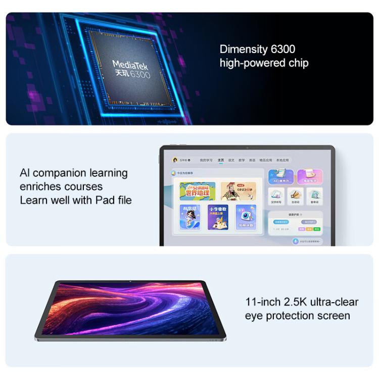 Lenovo Xiaoxin Pad 11 Paperlike Screen, 11 inch WiFi Tablet, 8GB+128GB, Android 15, MediaTek Dimensity 6300 Octa Core,US Plug, 8GB+128GB Soft Light Screen