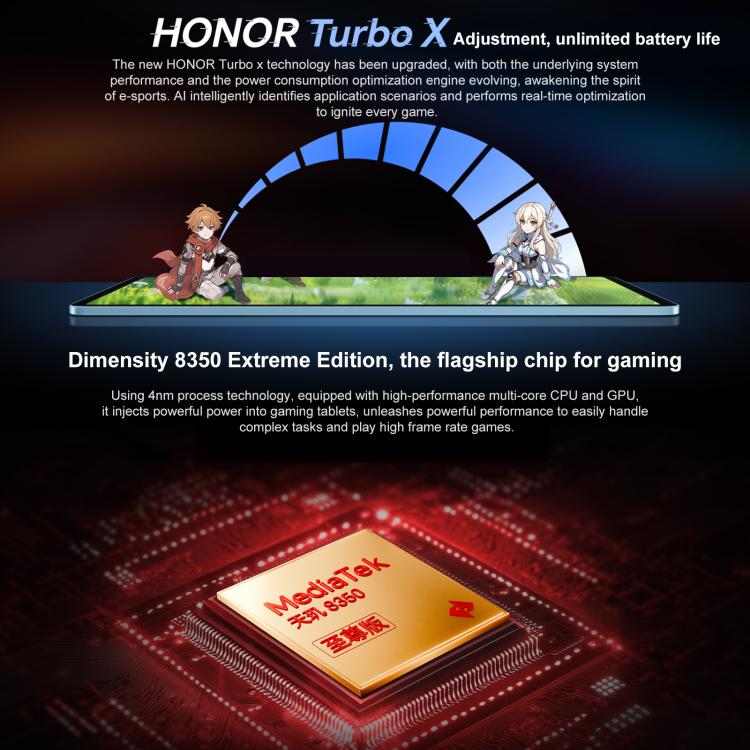Honor Pad GT WiFi Tablet PC, 11.5 inch 8GB+256GB MagicOS 9.0 Dimensity 8350 Ultra Octa Core, 8GB+256GB