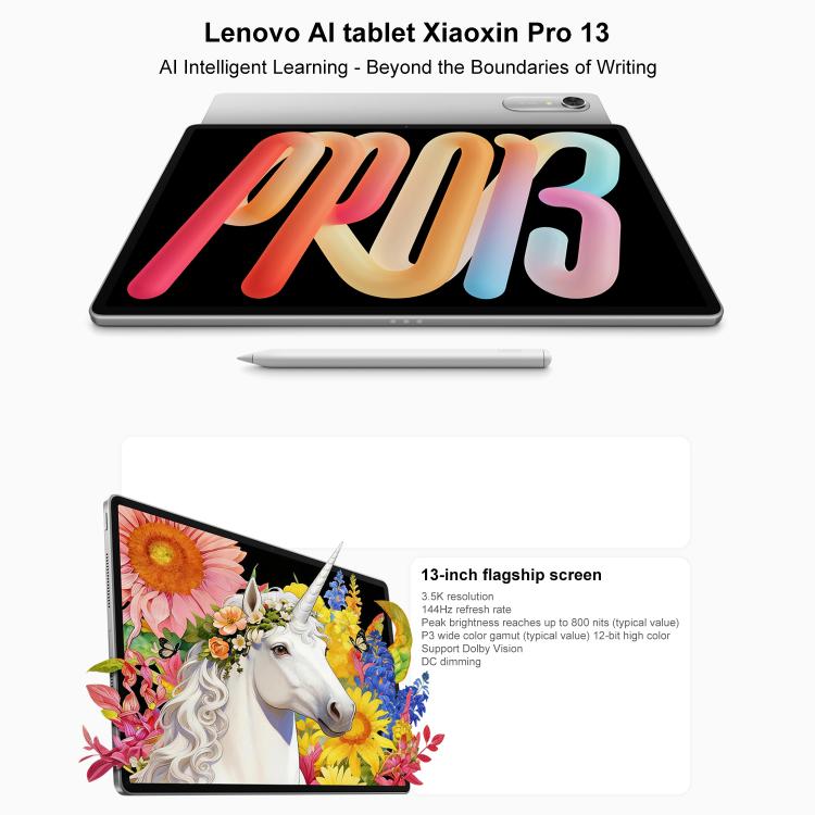 Lenovo Xiaoxin Pad Pro 13, 13 inch 3.5K AI Learning Tablet WiFi, 12GB+256GB, Android 16, Snapdragon 8s Gen4,US Plug, 12GB+256GB