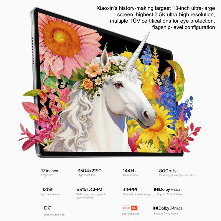 Lenovo Xiaoxin Pad Pro 13, 13 inch 3.5K AI Learning Tablet WiFi, 12GB+512GB, Android 16, Snapdragon 8s Gen4, US Plug, 12GB+512GB