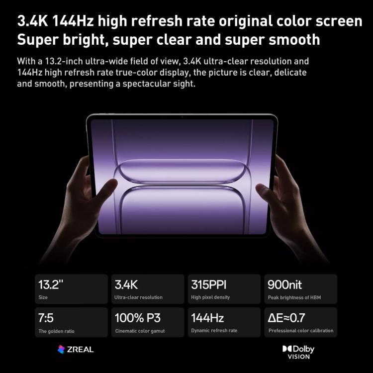 OnePlus Pad 2 Pro 13.2 inch WiFi Tablet PC, 16GB+512GB ColorOS 15.0 Qualcomm Snapdragon 8 Ultra Octa Core CPU, 16GB+512GB