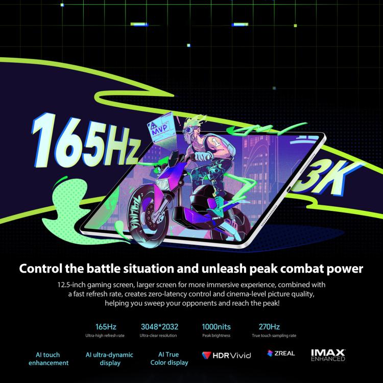 Honor Pad GT2 Pro WiFi Tablet PC, 12.5 inch 8GB+256GB MagicOS 9.0.1 Qualcomm Snapdragon 8 Gen3 Octa Core, 8GB+256GB